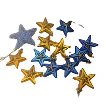 6 Lot Star Celestial Sun Gold Blue Plastic Resin Ornaments Christmas Assortment 