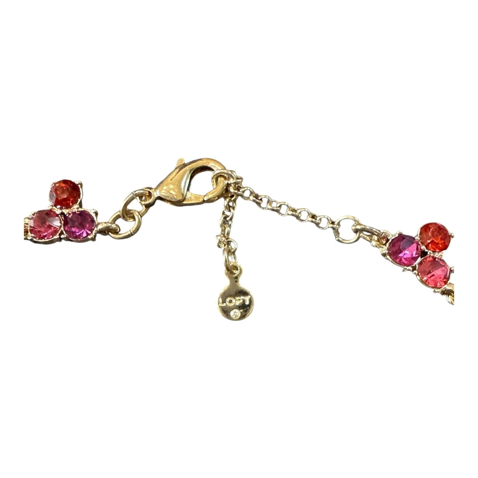 Collar Gargantilla LOFT Tono Dorado Cristal Rosa y Rojo Estrás L153 Foto 4 de 4