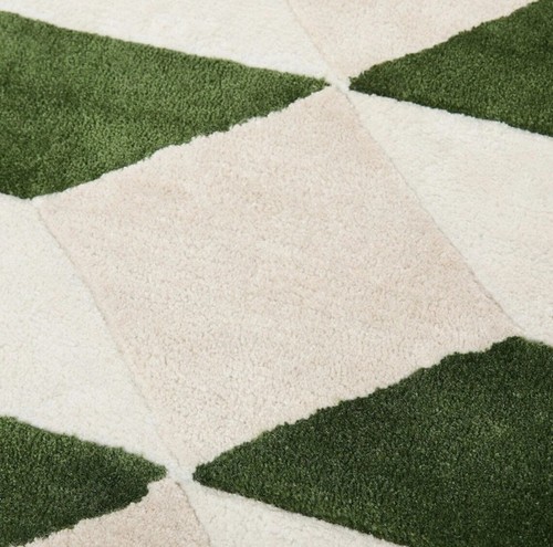 Emerald Green Tufted Rugs | Faceted Tile Rug | 5x8 6x9 8x10 9x12 | Wool Rugs - Picture 3 of 5