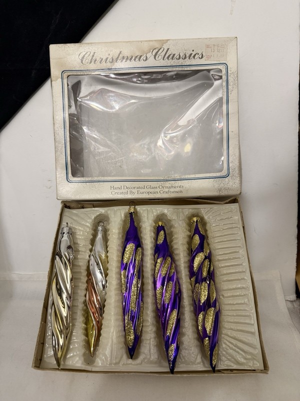 Vintage Christmas Mercury Glass Icicle Twist ornaments Made in Romania