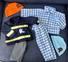 Smoby Roby, Robbie doll clothes bundle, knitted hats, Pyjamas, fireman outfit