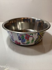 Top Paw Pet Bowl Acero Inoxidable 7 Tazas/2 Cuartos Capacidad Diseño Floral Nuevo