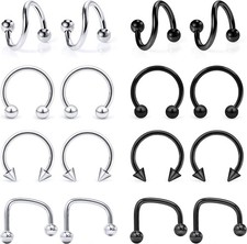 Hoeudjo 16g Lip Rings Stainless Steel Snake Bite Piercing inner diameter:5/16