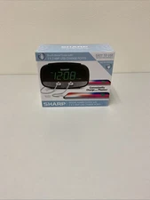 Sharp 2/2 Amp USB Charge LED Alarm Clock Black G84