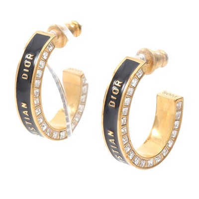 Dior Night Code Crystal Hoop Earrings Women Gold One Size