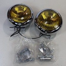 Vintage 2 Grote 6412 Driving Fog Lights Amber Yellow Chrome Hot Rat Rod Custom