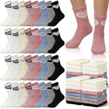 20/Pairs Valentine Socks Bulk Cute Crew Heart Fuzzy Socks for 32 Bright Color