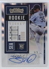 2020 Panini Contenders Rookie 2 Fame Ticket 5/5 Justin Dunn #156 Auto 8k4