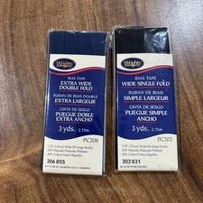 Lot of 2 Wrights Bias Tape Navy Extra Wide Double Fold Black Wide Single Fold