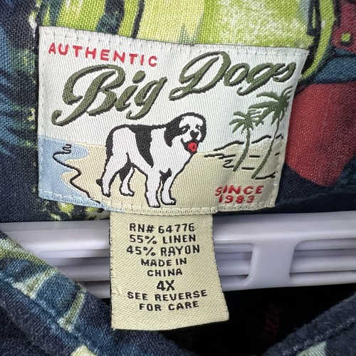 Big Dogs Cocktails & Palm Trees Linen Button Shirt Mens Sioze 4XL Blue - Picture 4 of 7
