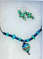 Artisan Necklace & Earrings set Featuring Handmade Lampwork Glass Beads