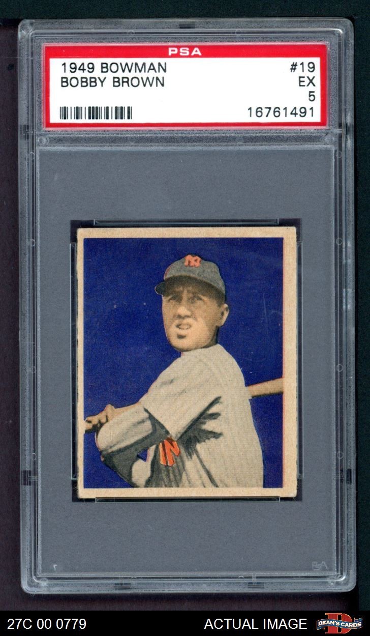 1949 Bowman #19 Bobby Brown Yankees RC PSA 5 - EX