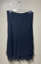 Vintage Whimsigoth Fairycore Semi Sheer Skirt 12 Black Ruffles NEW