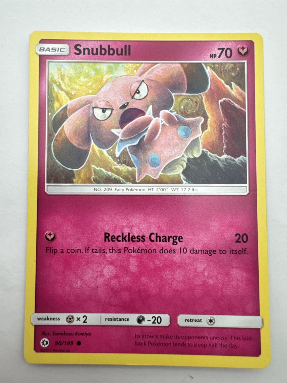 Pokemon - Snubbull 90/149 - Sun & Moon Base set - Tomokazu Komiya - Near Mint