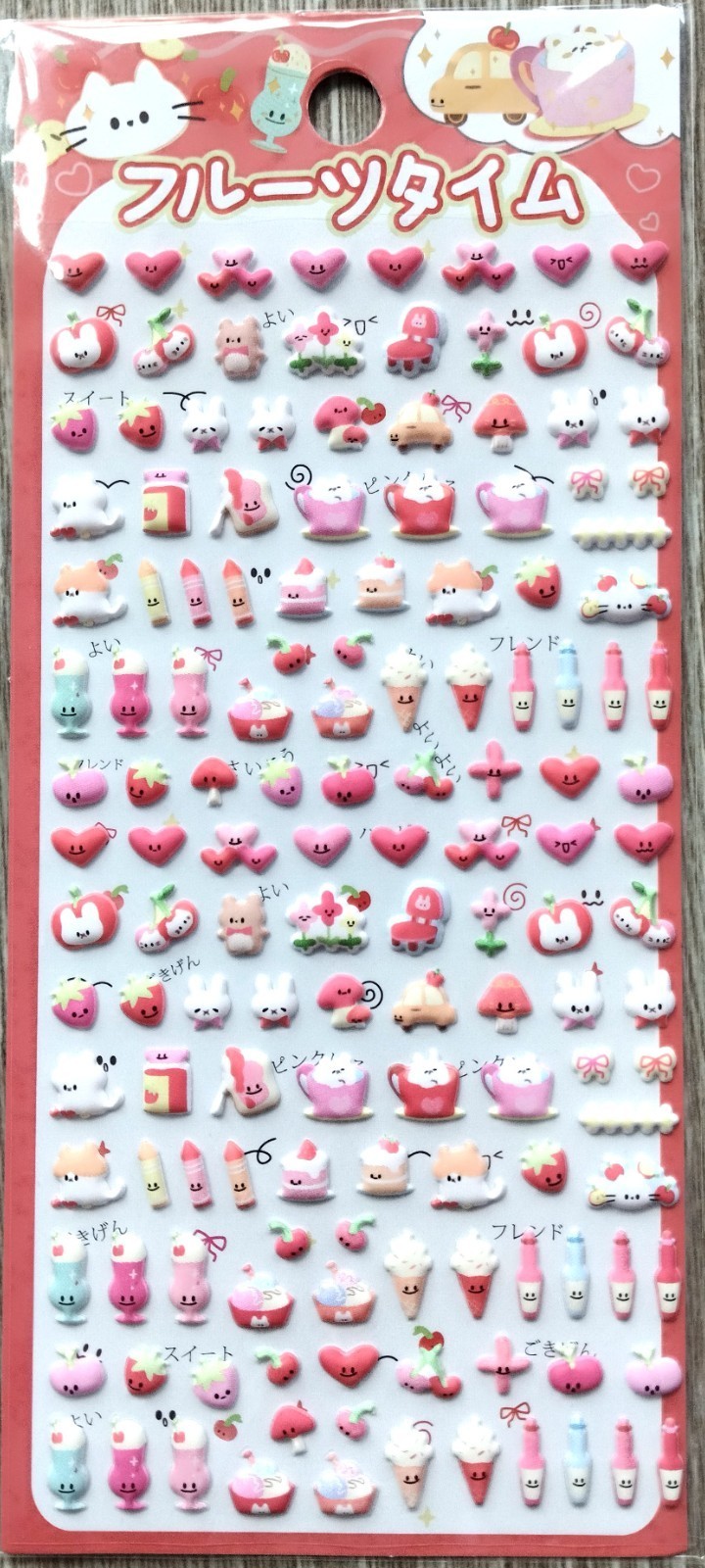 Fruits Time PVC Puffy Sticker Dulces Kawaii Animal Gato Conejo Oso Niños JAPÓN