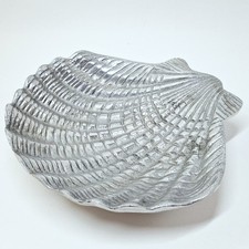 Vintage Aluminum Footed Shell Serving Bowl with Ornate Scroll Base — listing 3