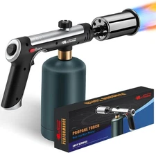 Powerful Propane Torch Gun, Flamethrower with Turbo Mode, Charcoal Torch Lighter