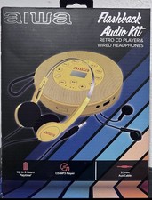 Aiwa Flashback Audio Kit Retro CD Player Wired Headphones NEW IN BOX Yellow