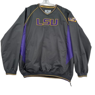 Colosseum Athletics LSU Tigers Windshirt Pullover Mens 3XL Gray Purple V-Neck
