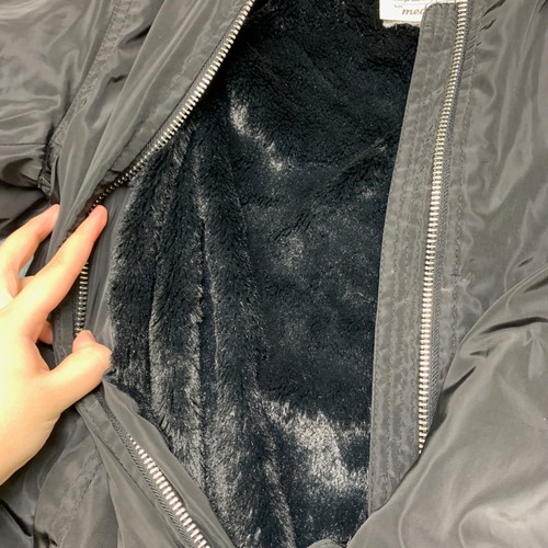 Angel Kiss Bomber Jacket Womens Medium Black Ribbed Hem Sherpa Lined Full Zip - Photo 7/12