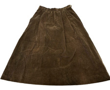 Vintage 80s Liz Claiborne Choc Brown Corduroy A-line Midi Skirt 8 24x26"