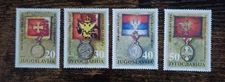 Set Of 4 Stamps Former Yugoslavia Jugoslavija Old Montenegrin Medals 1991 MNH