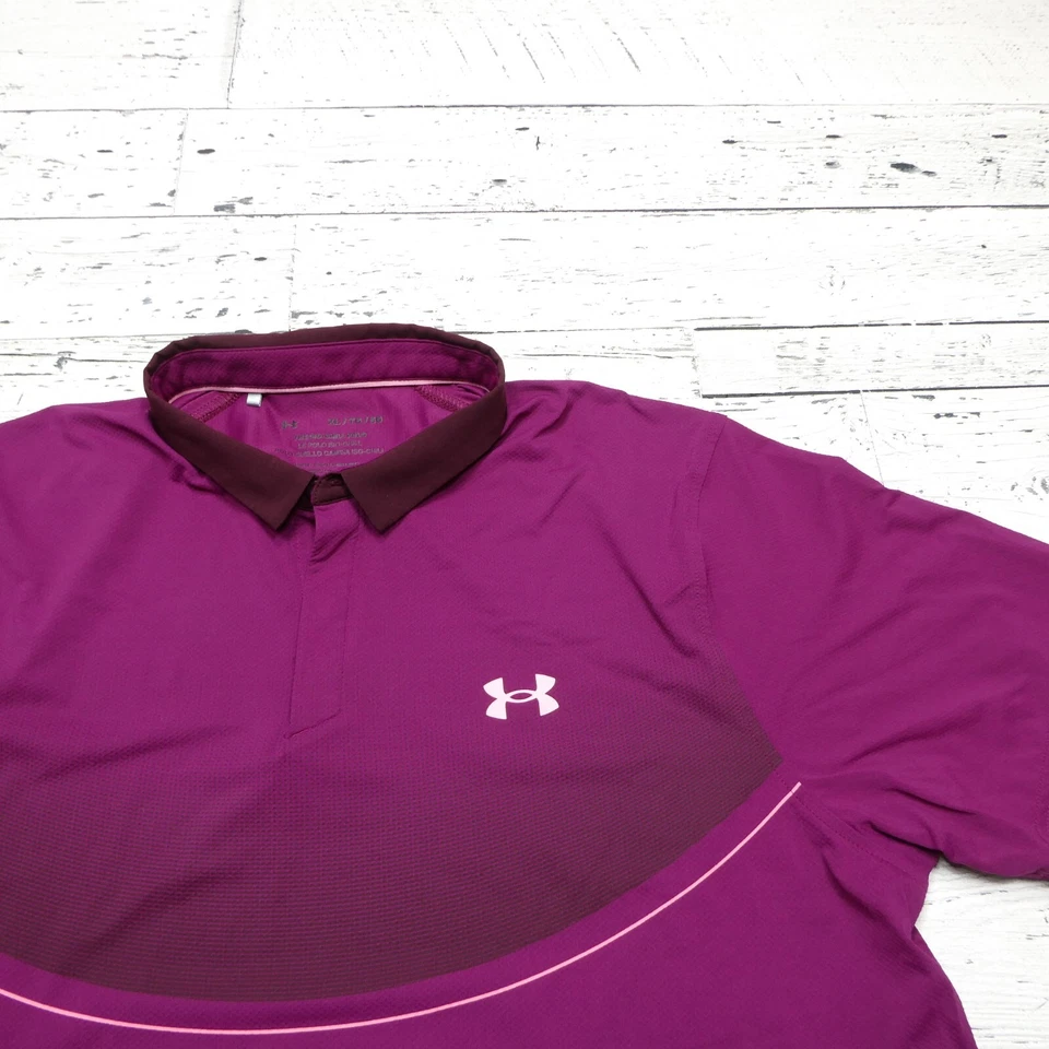 Camisa Polo Under Armour Iso-Chill Para Hombres XL Púrpura Rosa Poliéster Elastizada Golf Foto 2 de 4