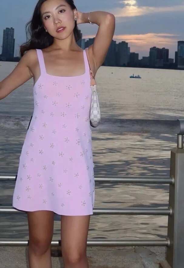 小物 ZARA ZARA NEW WOMAN STRAPPY KNIT MINI DRESS WITH PEARL BEADS PINK