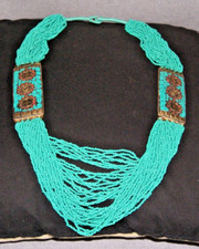 Boho Chic Necklace Set Turquoise Silver Plated with Multi Strand Beads