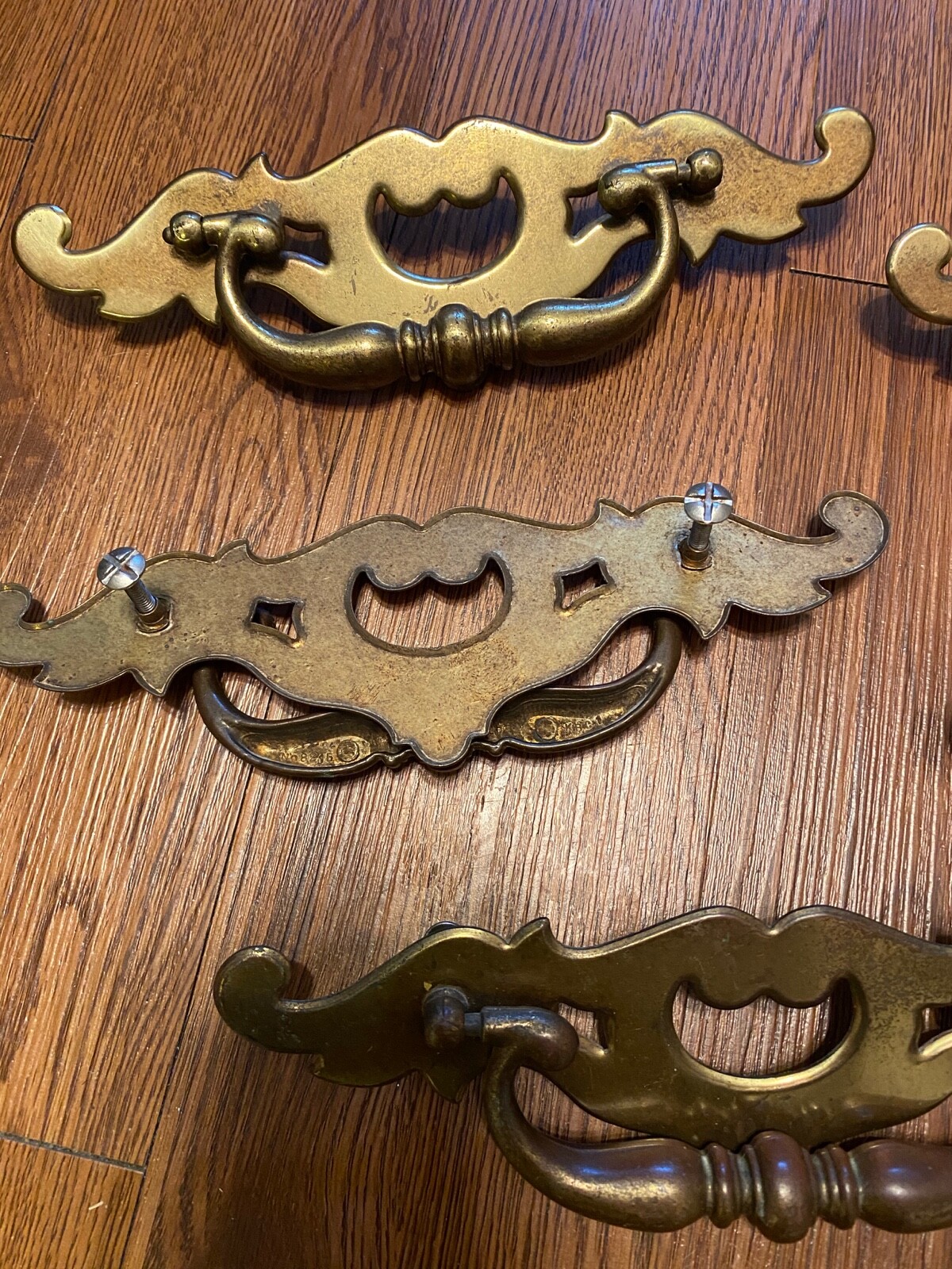 4.75 Center to Center Brass Vintage Bail Pulls Attached to Backplate eBay