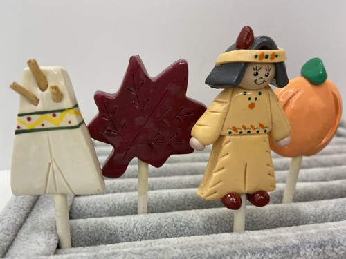 6 Thanksgiving Native American Lollipop Stick Cabochon Art Craft Party Decor - Picture 3 of 8