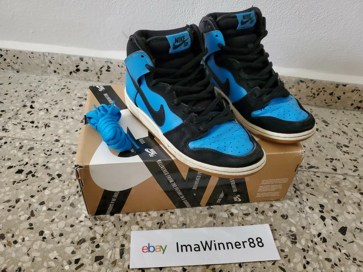 Nike SB Dunk High &#034;Blue Hero&#034; 305050-470 Black Gum/Light Brown 7 used |