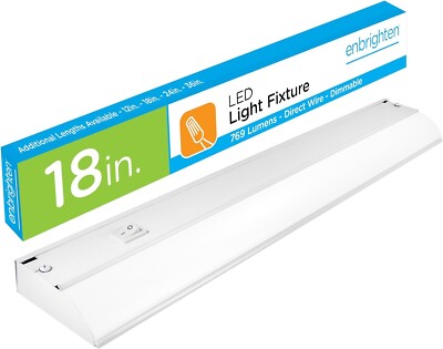 Enbrighten Plug-In LED Under Cabinet Light Fixture White 18'' 38846