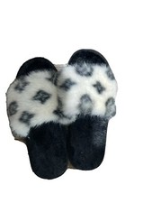 Ladies Fluffy Slider Slippers Slip On Size Large