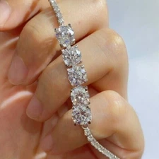 20Ct Round Cut Lab Created Diamond Tennis Bracelet 14K White Gold Finish