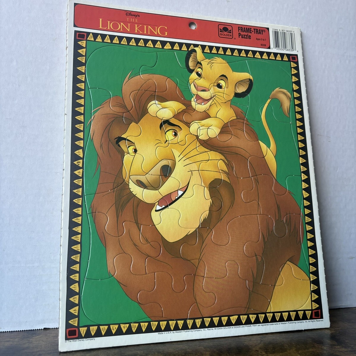Picture Matching Puzzle ライオン Disney Lion King Mufasa & Simba Vintage Golden Frame Tray Puzzle