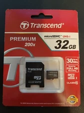 NEW Transcend 32GB MicroSDHC Class10 Memory Card with Adapter 30 MB/s