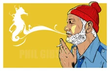 "Seaward Smoke" Art Print Poster Wes Anderson Life Aquatic Zissou Bill Murray