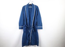 Vtg 70s Streetwear Mens Small Lightweight Belted Bath Robe Loungewear Blue USA