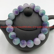 Natural 6/8/10/12mm Multicolor Jade Round Gemstone Beads Elastic Bracelet 7.5''