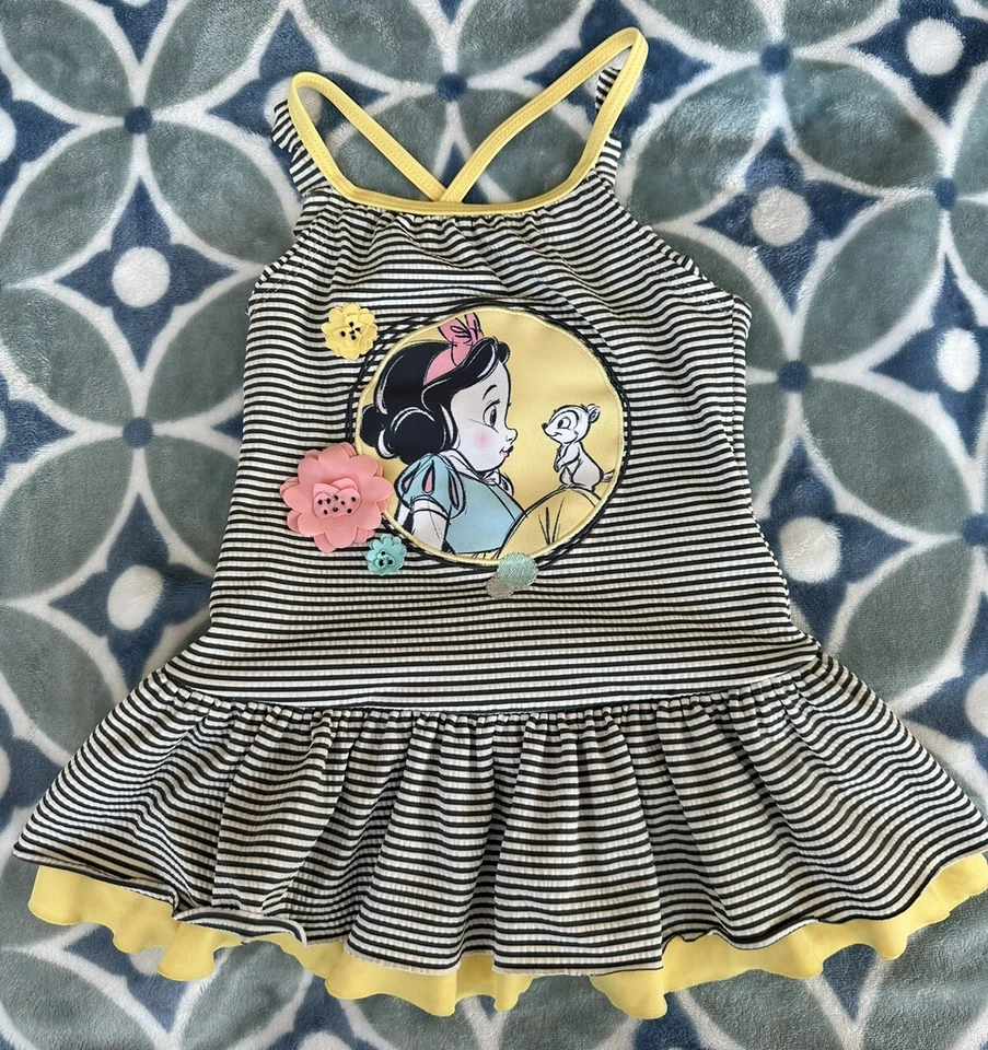 Top de baño Seersucker amarillo blanco como la nieve niñas colección animadores Disney Foto 2 de 4