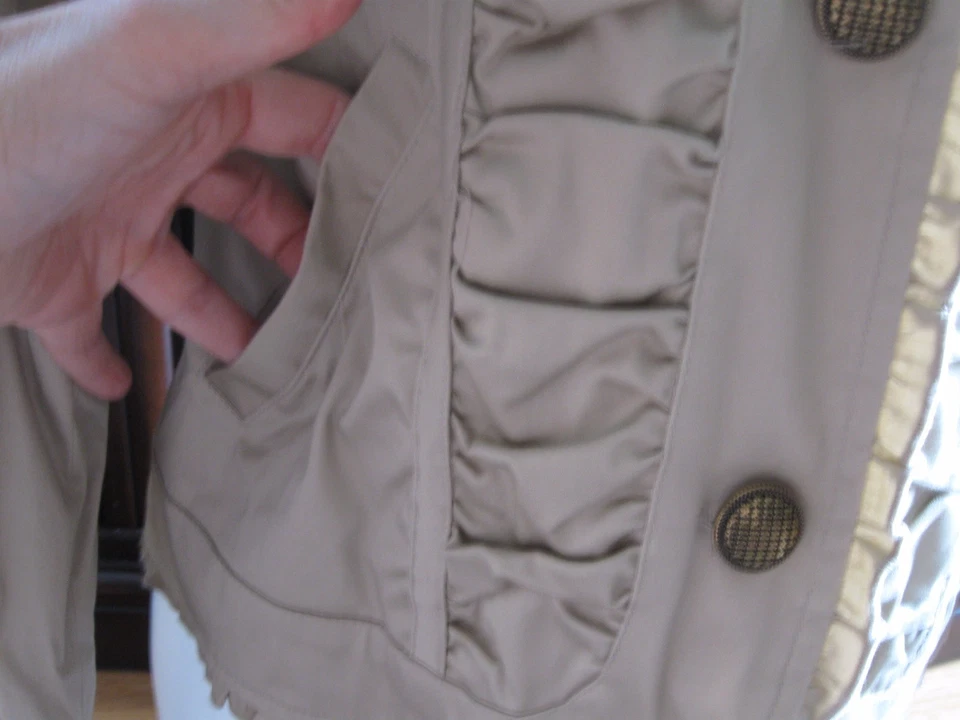 ERIN, MUJER Blazer Caqui Mezcla Algodón Acanalado Manga Larga Carrera, Talla M Foto 3 de 4