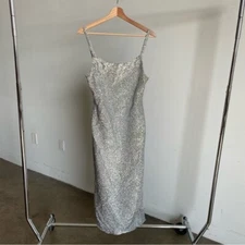 New Rhode Silver Stella Metallic Dress Sz X-Small