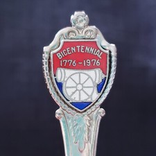 Vintage 1976 Bicentennial Spoon Cannon Enamel Silver Tone Made in USA *Some Wear