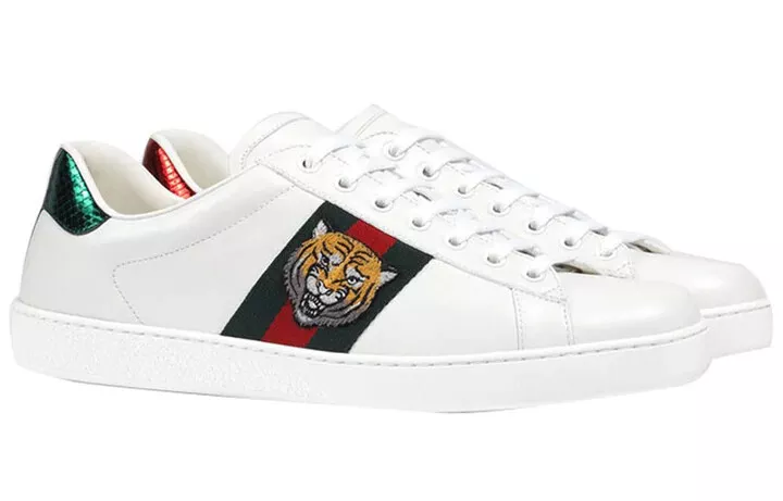 Vuggeviser omhyggelig alien Gucci White Leather Ace Embroidered Tiger Low Top Sneakers Men&#039;s Size  8 US | eBay