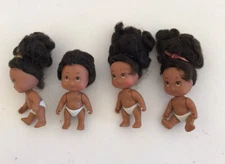 4 Vtg Tyco Quint 4" Pee Wee 1965 African American Black Negro Dolls Upswept Hair