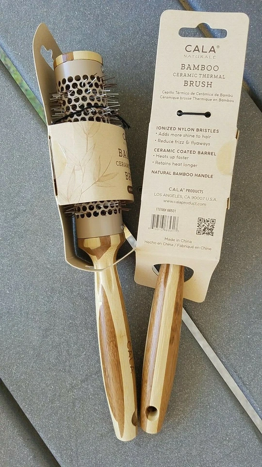 Nuevo Cepillo de Pelo Redondo Térmico Cerámico Iónico Cala 1.5" Bambú 66531 Foto 2 de 2