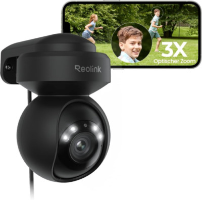 Reolink 5MP PTZ Überwachungskamera Aussen WLAN, 3X Optischer Zoom, Schwarz