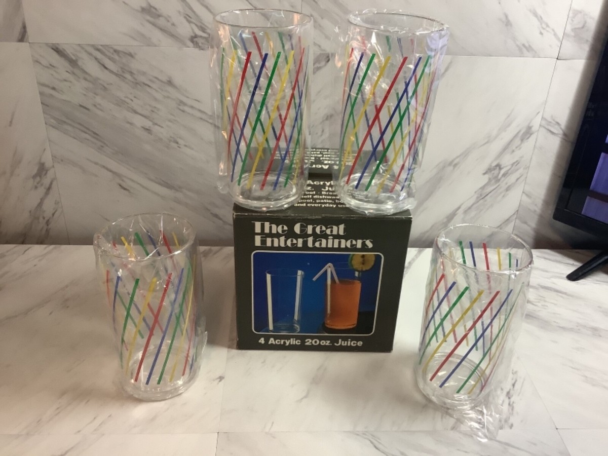 Set Of 4 Acrylic 20oz Juice glasses the great Entertainer, made in Taiwan |  eBay