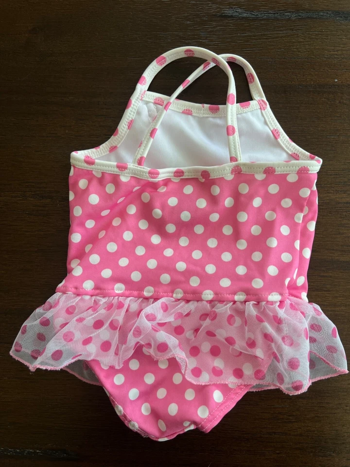 PENELOPE MACK Baby Girls Bathing SwimSuit Pink White Polka Dot Tulle 18 months - Image 3 of 3